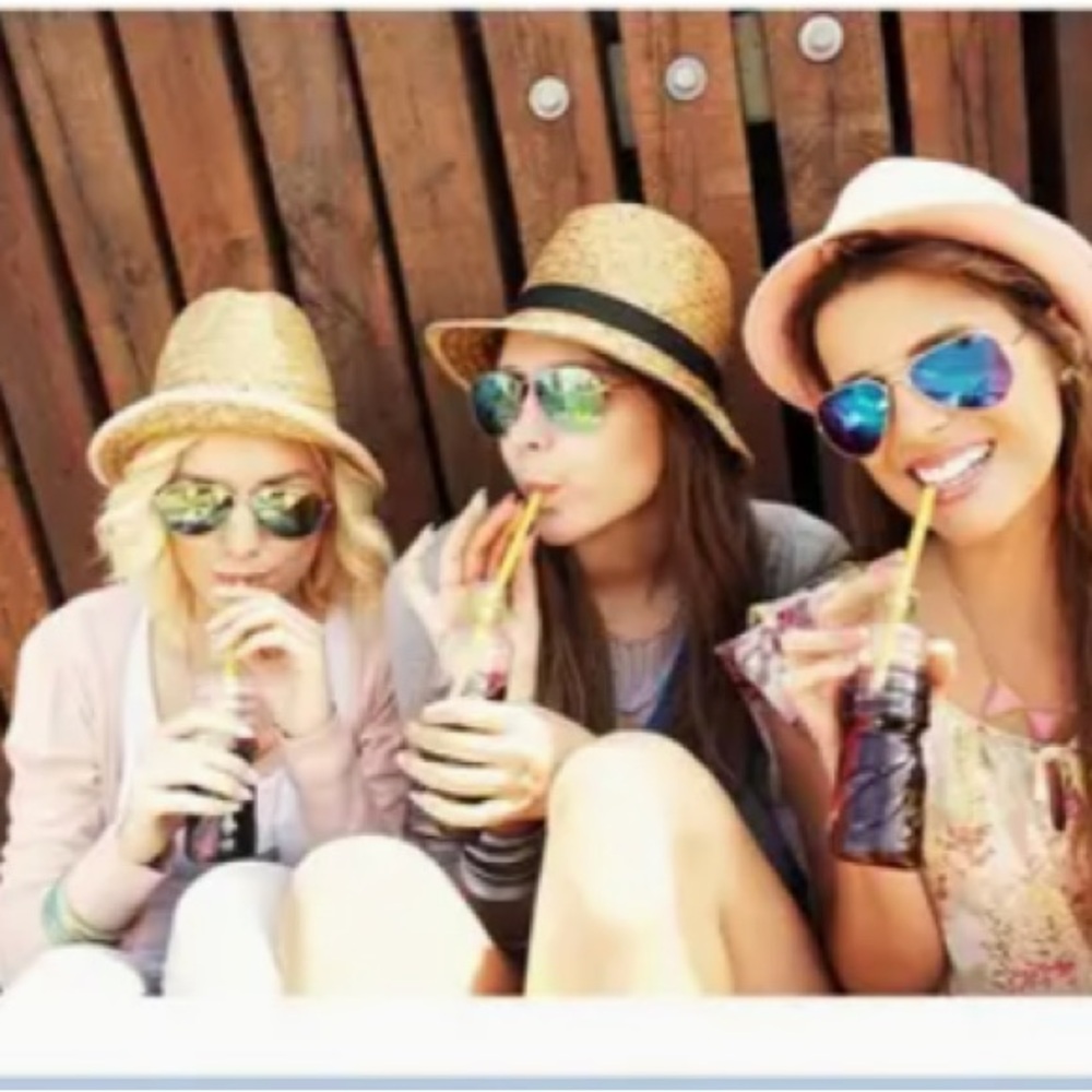 Callie Lives Miz Retro Aviator OMBRÉ & MIRROR Sunglasses BLUE CHAMELEON MERMAID